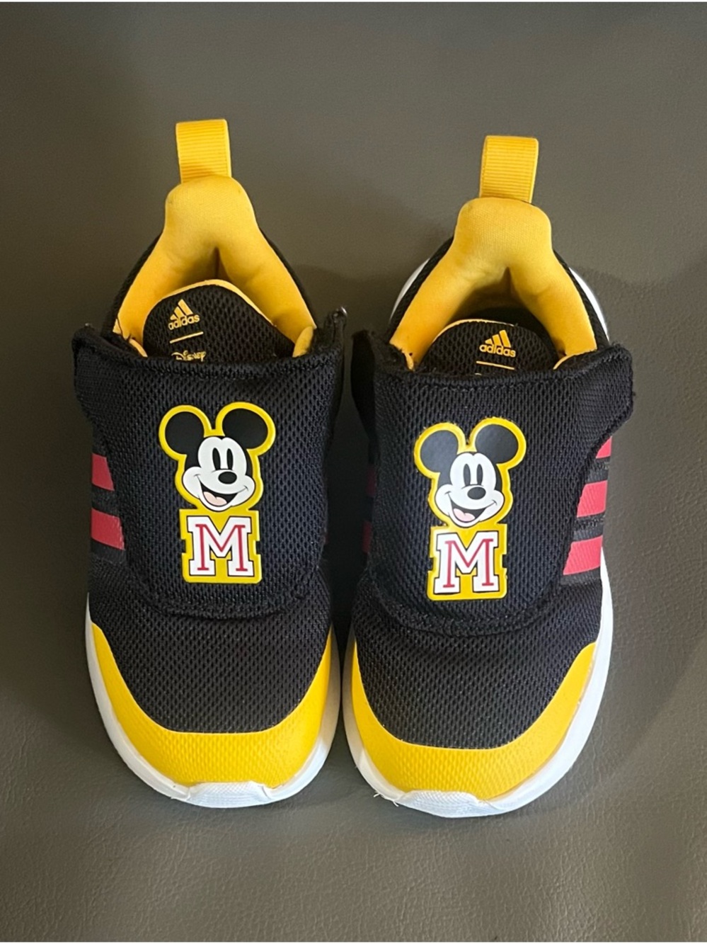 Adidas Kids' Mickey Mouse Black & Yellow Slip-On Sneakers